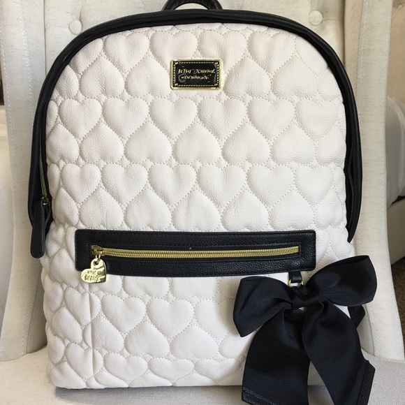 betsey johnson quilted heart backpack